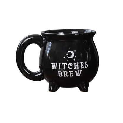 Creative Witches Brew Witch Cauldron Coffee Mug Black Ceramic Coffee Cups Halloween Tabletop Decoration for Halloween