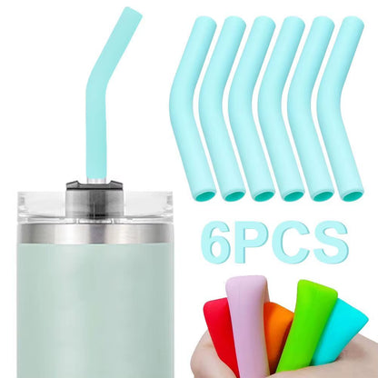 6Pcs Silicone Straw Covers Metal Straws Tips Cover 8MM Wide Stainless Steel Food Straw Straws Straw Covers Accessories Reusable