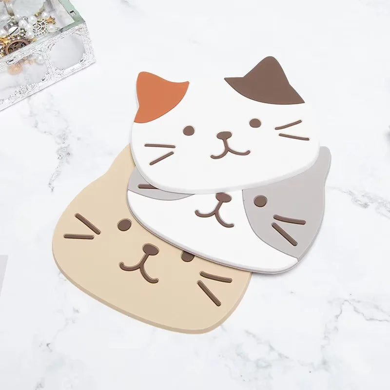 5 Piece Silicone Cat Coaster Set