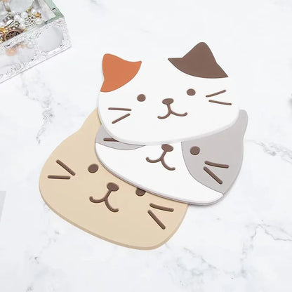 5 Piece Silicone Cat Coaster Set