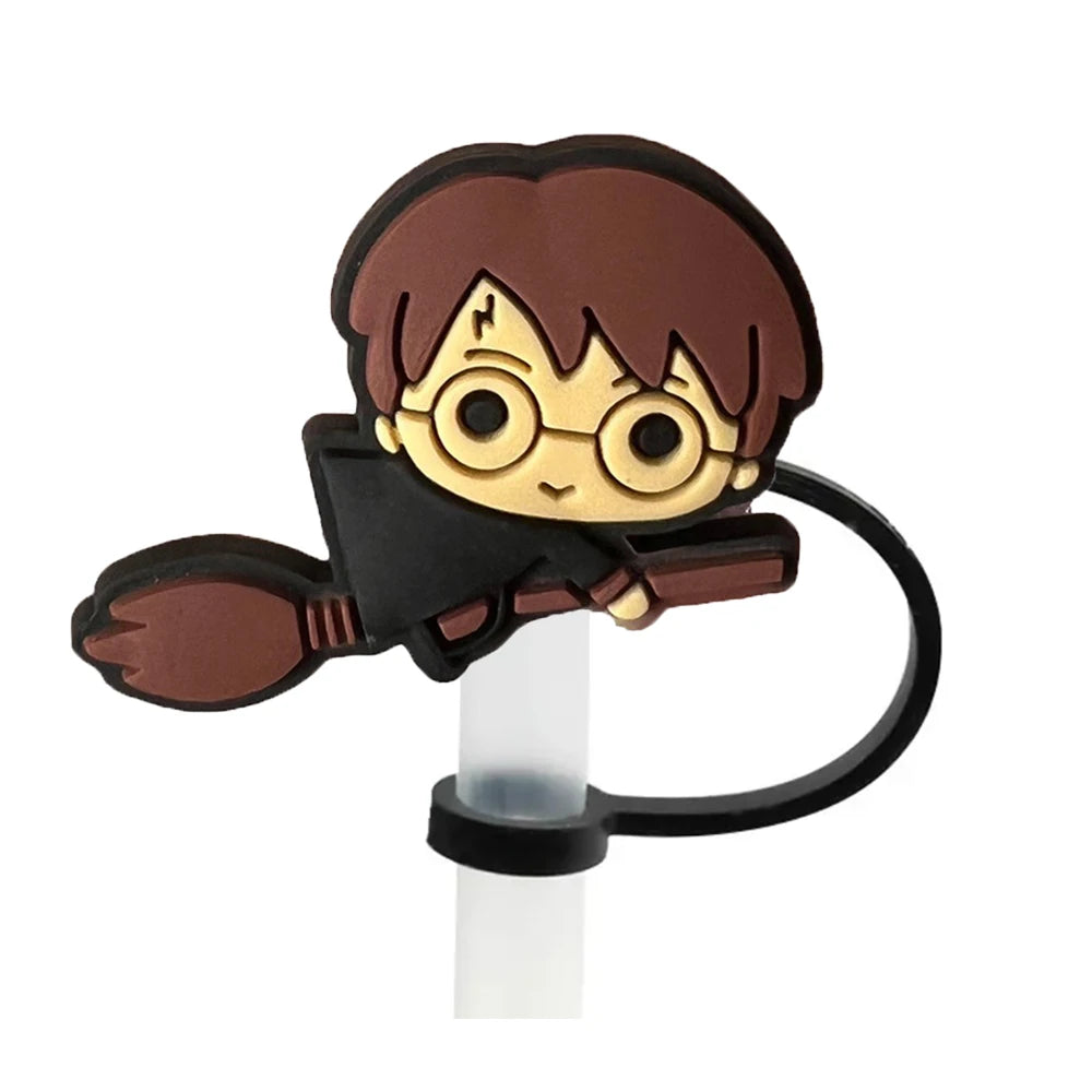 Harry Potter Straw Cover Cap 10MM Drink Straw Plug Reusable Splash Proof Drinking Fit Cup Straw Cap Charms Pendant