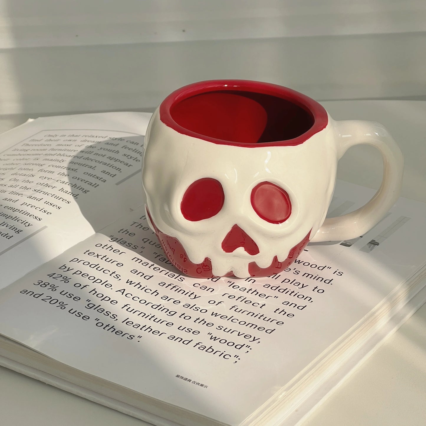 Red Skull Mug Ceramic Cup Anime Cartoon New Fruit Water Cup Large Capacity Creative High Beauty Halloween Gift