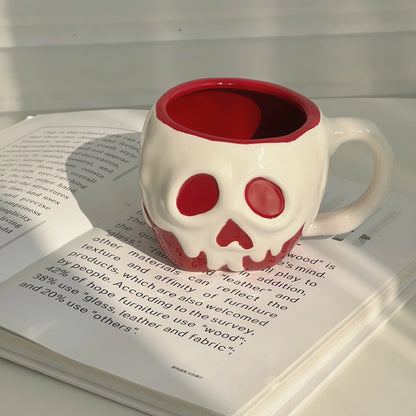 Red Skull Mug Ceramic Cup Anime Cartoon New Fruit Water Cup Large Capacity Creative High Beauty Halloween Gift