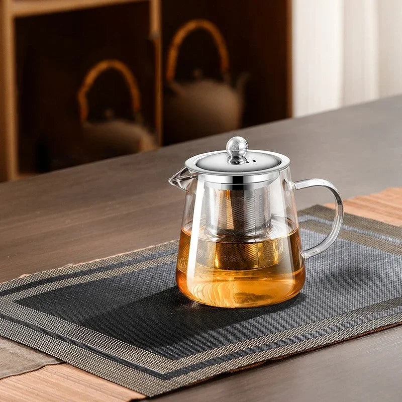 450Ml-950Ml Heat Resistant Glass Teapot with Stainless Steel Tea Strainer Infuser 