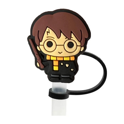 Harry Potter Straw Cover Cap 10MM Drink Straw Plug Reusable Splash Proof Drinking Fit Cup Straw Cap Charms Pendant