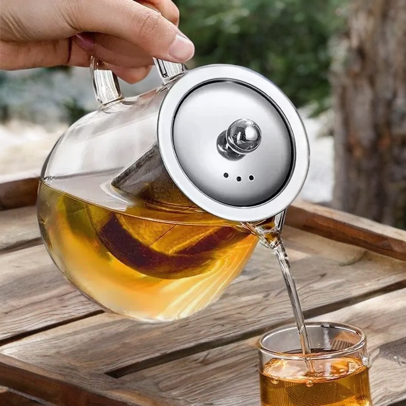 450Ml-950Ml Heat Resistant Glass Teapot with Stainless Steel Tea Strainer Infuser