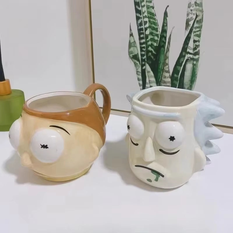 Cute Ceramic Mugs Creative Elderly Children Character Coffee Cups Office Afternoon Tea Mug Kitchen Drinkware Home Accessories