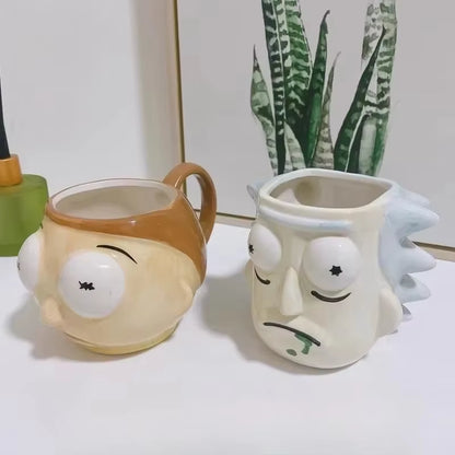 Cute Ceramic Mugs Creative Elderly Children Character Coffee Cups Office Afternoon Tea Mug Kitchen Drinkware Home Accessories