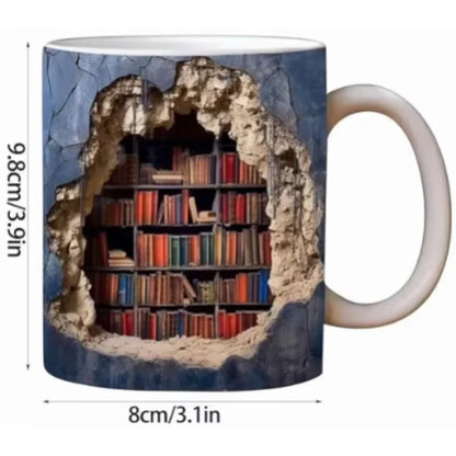 Ceramic 3D Library Book Mug Shelf Mug Creative Space Design Multi-Purpose Mug Coffee Cup Study Milk Cup Friends Birthday Gift